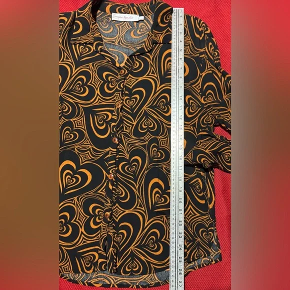 Lisa Says Gah Heart Patterned Pantsuit - Black and Orange - Picture 7 of 13